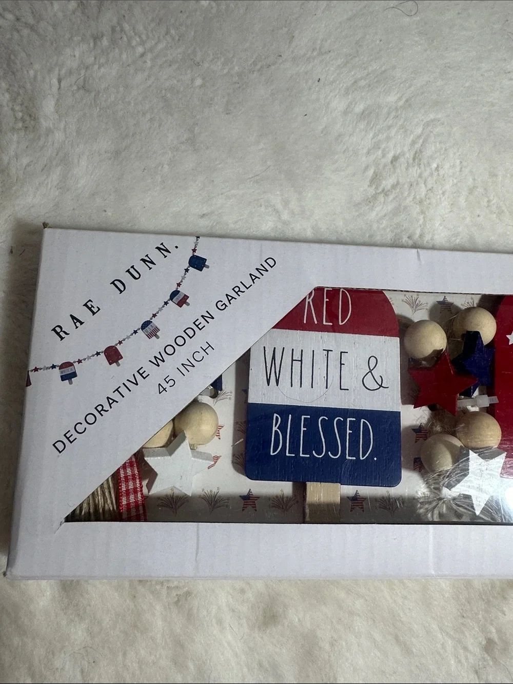 Rae Dunn July 4 th decorative wooden garland 45”